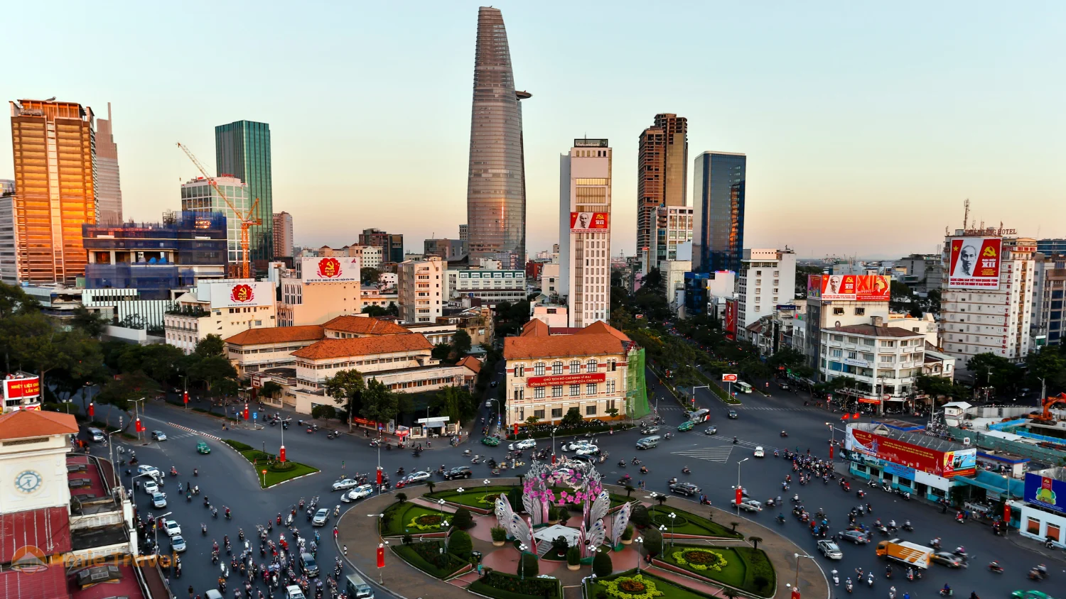 Ho Chi Minh City Saigon skyline dry season clear sky Saigon River Bitexco tower morning