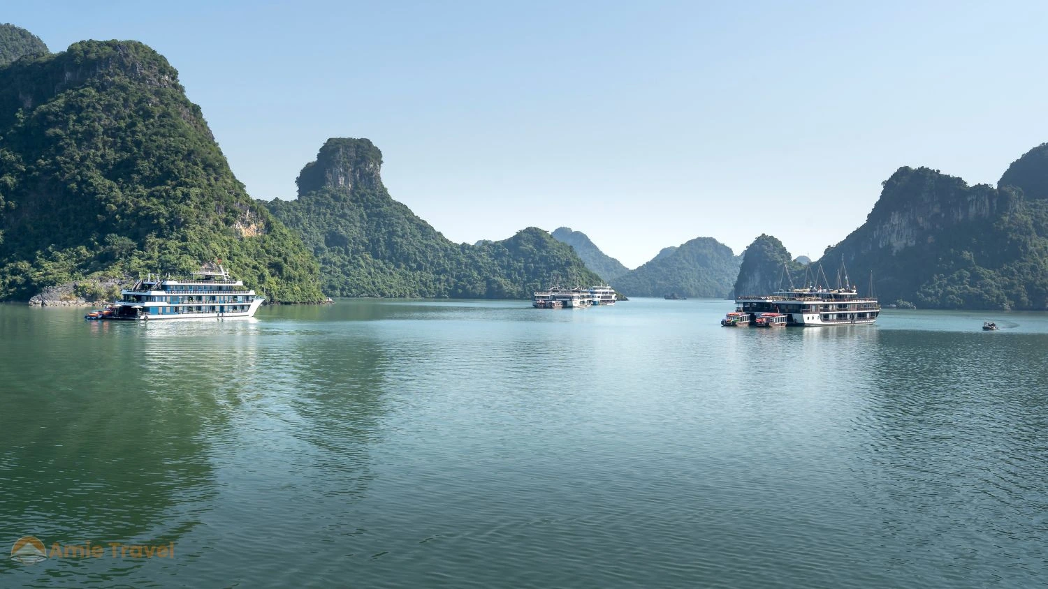 Vietnam in November and December, Ha Long Bay limestone
karsts in morning mist during the cool season