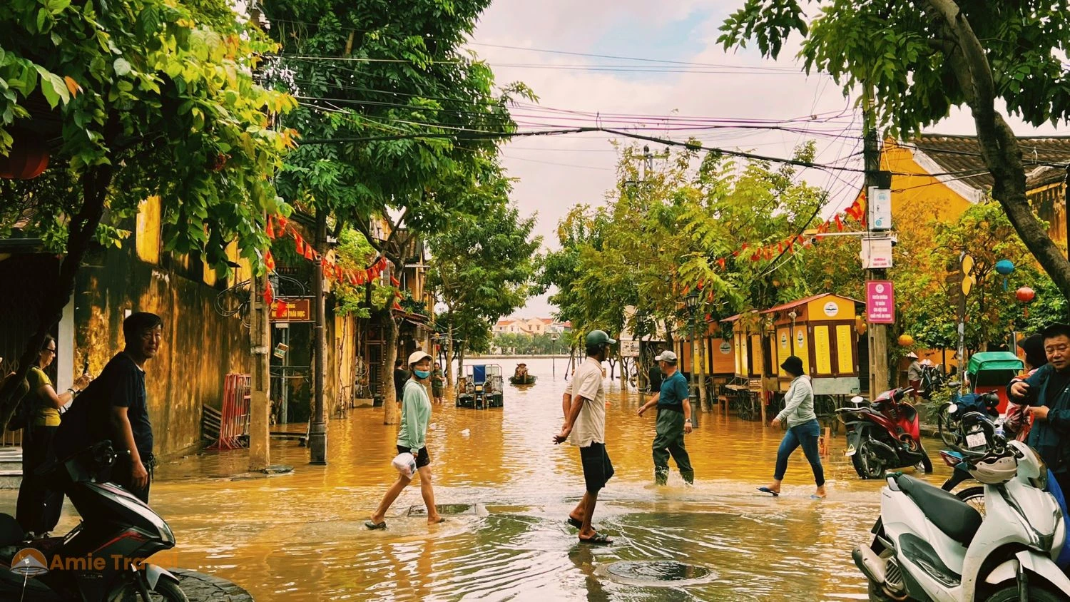 Hoi An Ancient Town lantern festival in December,
paper lanterns reflected on the Thu Bon River at night