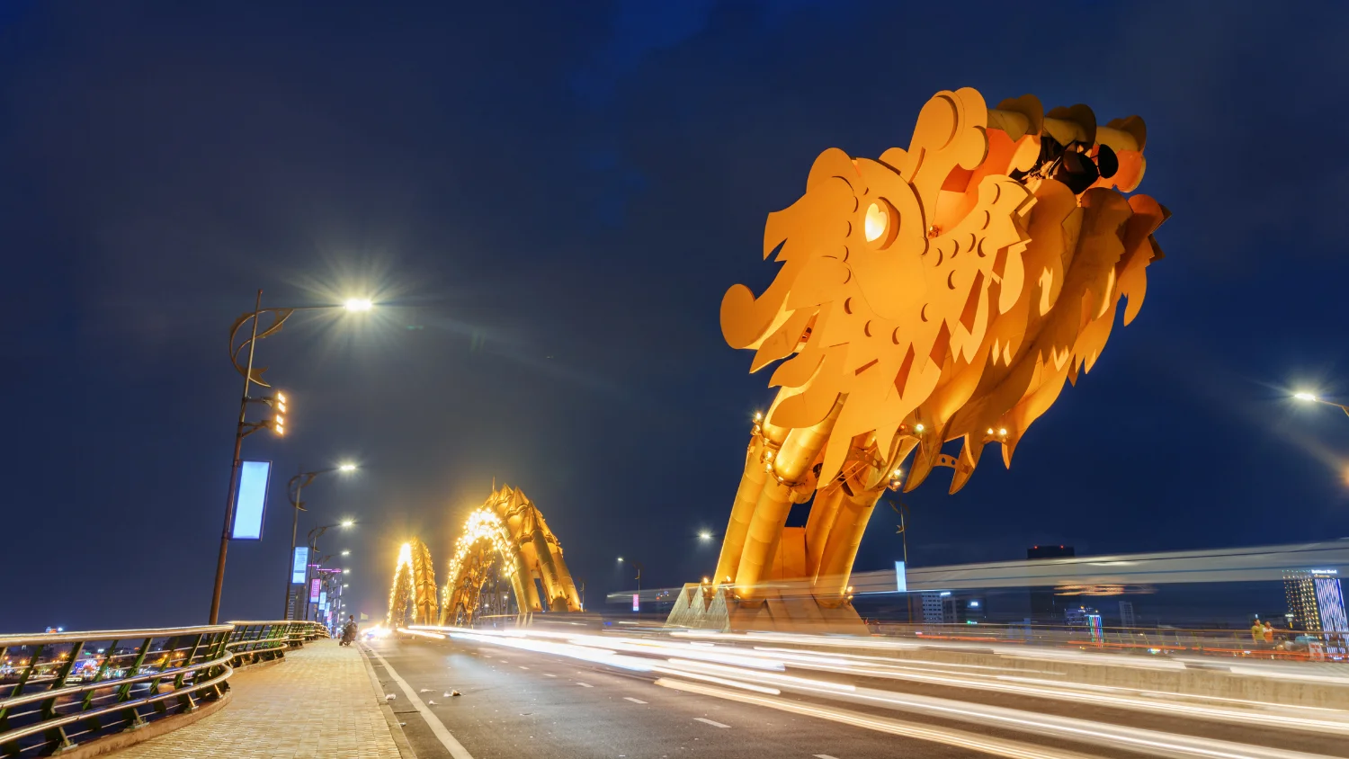 Dragon Bridge Da Nang October evening after rain