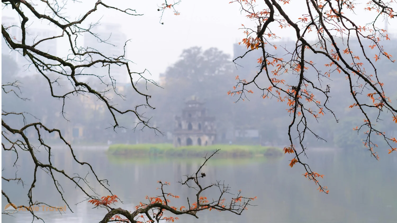 Hoan Kiem Lake January morning mist Turtle Tower