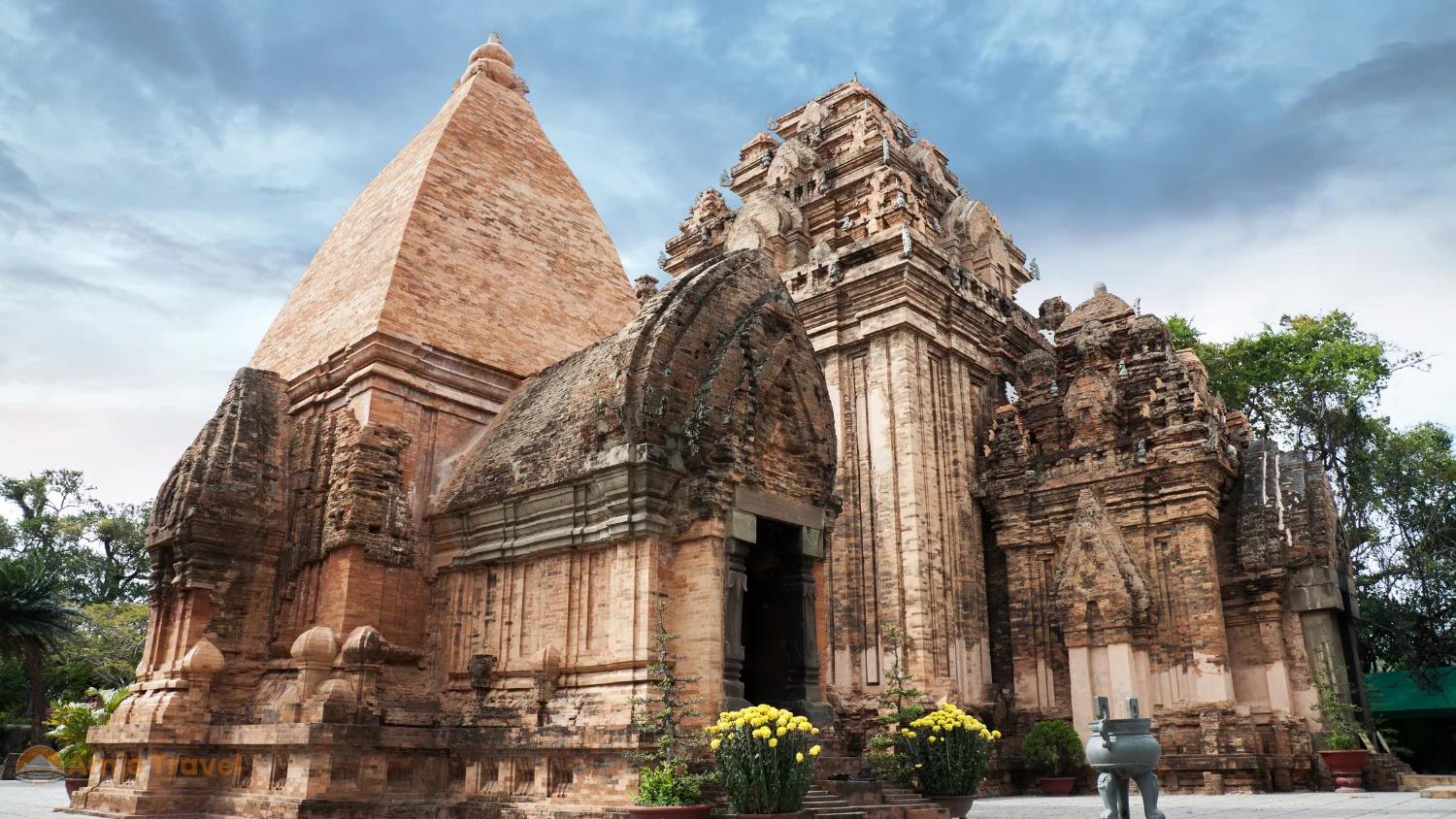 Ponagar Cham Towers Nha Trang overcast atmospheric red brick ancient tower