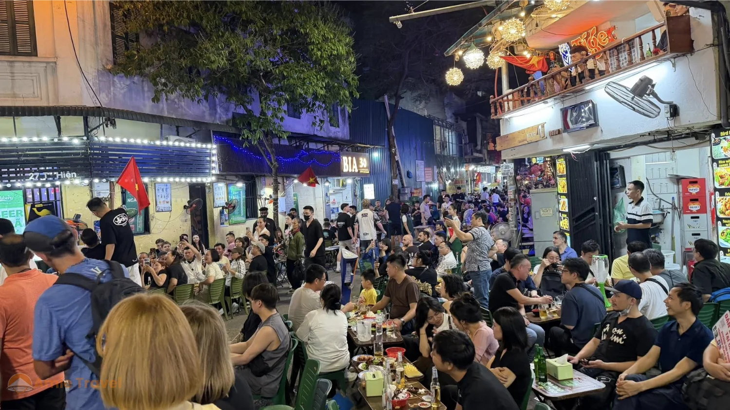 Ta Hien Street Old Quarter evening fresh draft beer local Vietnamese summer atmosphere